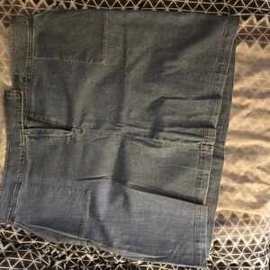 Blue Denim Skirt with Pockets